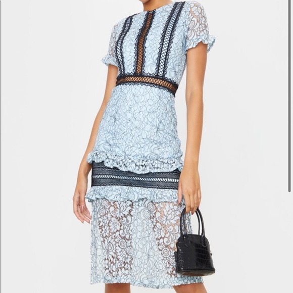 Blue Lace Midi Dress - Picture 4 of 6